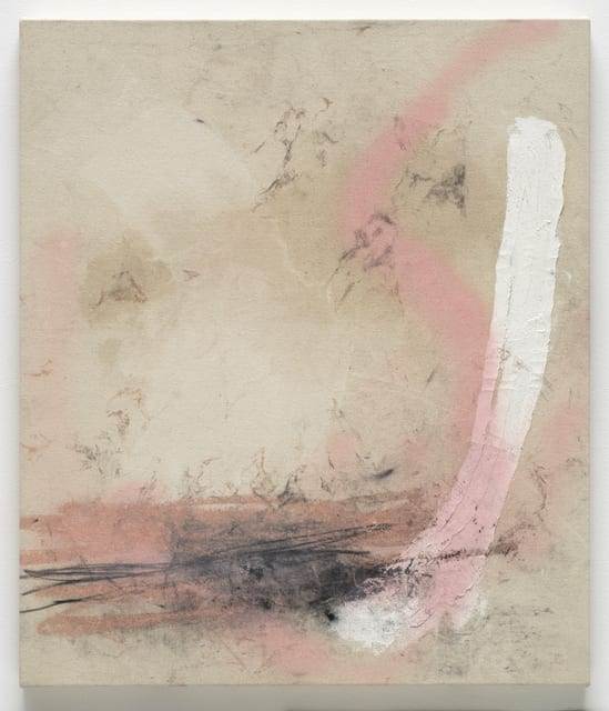 Jenny Brosinski Sweeter than a cherry pie, 2018 Oil, olive oil, spray paint, charcoal and chlorine on canvas 70 x 60 cm