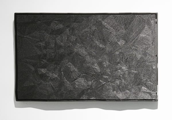 Nicolas Baier Lamelle 16 (noire-positif), 2017 Polylactic acid, carbon black, nitro 2G paint, steel 22.9 x 38.1 cm
