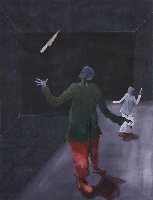 Pierre Knop Schwertschlucker, 2020 Oil and mixed media on canvas 170 x 130 cm