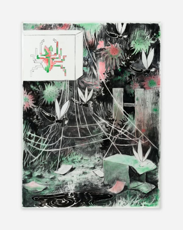 Tilo Baumgärtel Spinnenstrasse, 2015 Charcoal, ink, oil and pigment on paper 140 x 100 cm