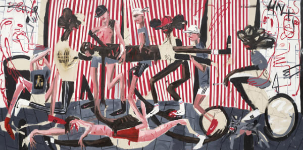 Dale Lewis Butchers, 2016 Oil,acrylic and spray paint on canvas 200 x 400 cm