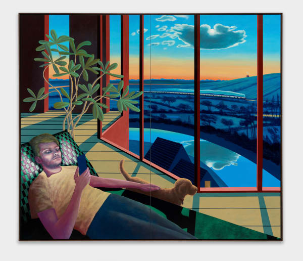 Alfie Caine First Night Above the Marshes, 2022 Vinyl and acrylic paint on canvas in two (2) parts 190 x 220 cm