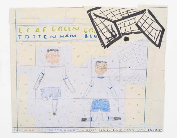 Rose Wylie Tottenham Blue, 2020 Coloured pencil, marker and collage on paper 76 x 94.3 cm