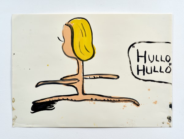 Rose Wylie Scissor Girl, eyelash (hullo hullo), 2017 Oil on paper 84.1 x 59.4 cm