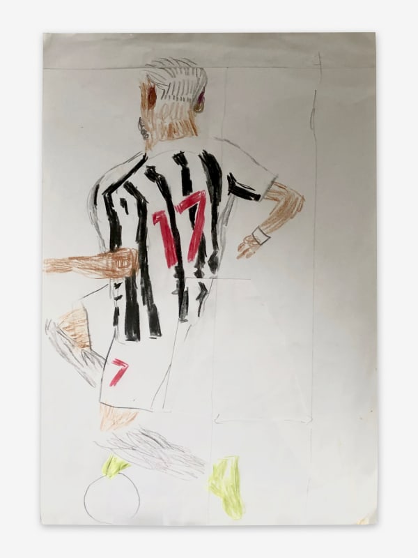 Rose Wylie Newcastle, 17 , 2018 Coloured pencil, pencil and collage on paper 32 x 20.5 cm