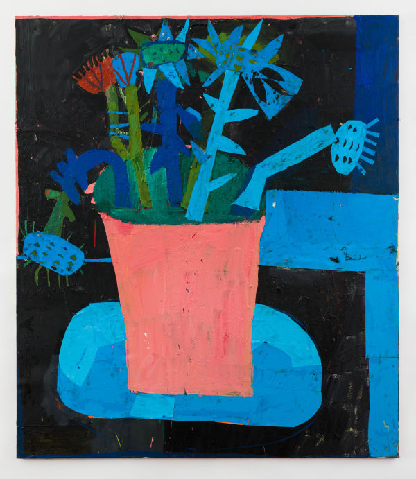 Florence Hutchings Sun-dried Flowers (Blue), 2023 Oil and collage on canvas 150 x 130 cm