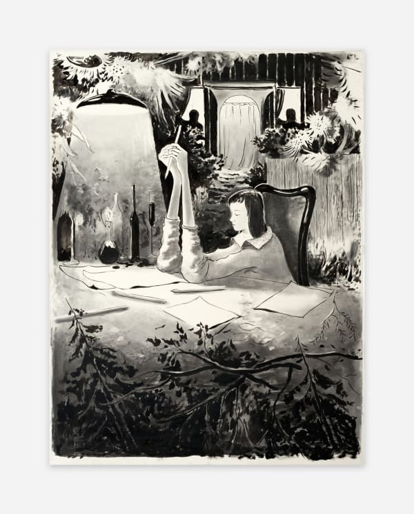 Tilo Baumgärtel Über den Moment, 2015 Charcoal, ink, oil and pigment on paper 140 x 100 cm