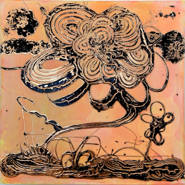 Catherine Howe, Luminous Painting (Orange, Black and Gold), 2021