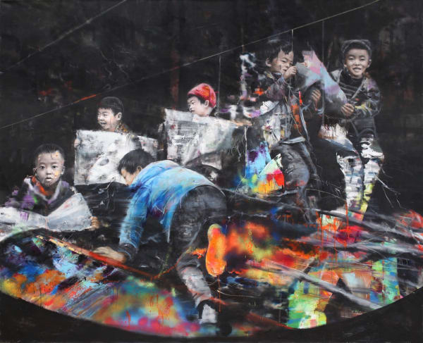 Li Tianbing, Reading Newspapers on the Color Palette, 2017 - 2019