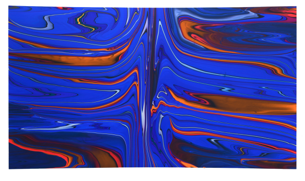 Andy Moses Morphology 1411, 2019 Acrylic on polycarbonate mounted on concave wood panel 48 1/8 x 83 7/8 in 122 x 213 cm