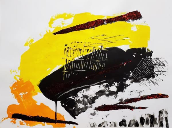 Dewey Crumpler, Yellow, Orange on Black Sea, 2018