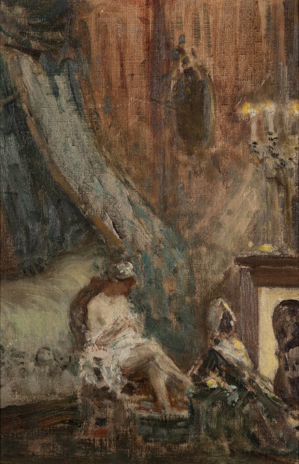 Woman in Interior (Washing by the Fireplace)