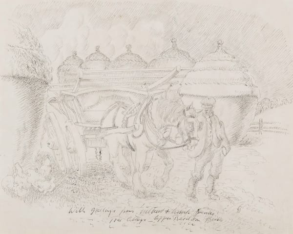 Gilbert Spencer, Farmer, Horse and Hay-cart, 1930s circa
