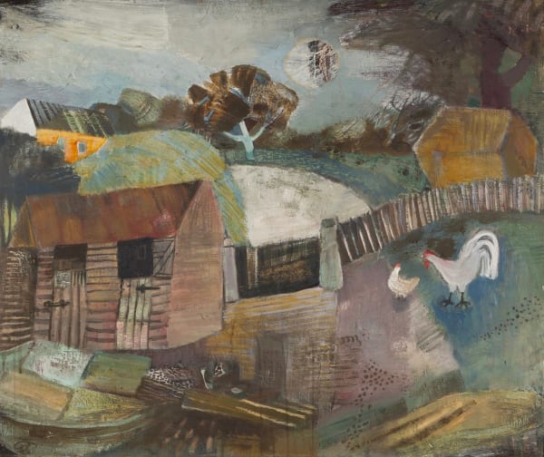 Gwyneth Johnstone, Farm Scene with Chickens, 1960, circa