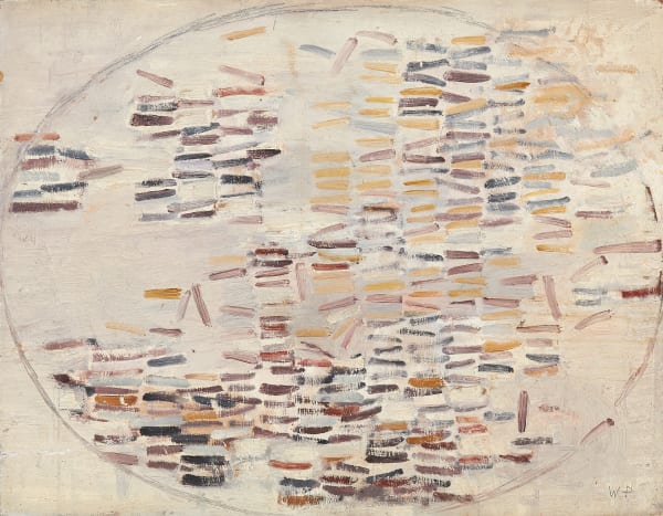 Wendy Pasmore, Oval Motif, Maroon, Ochre and Lilac, 1958