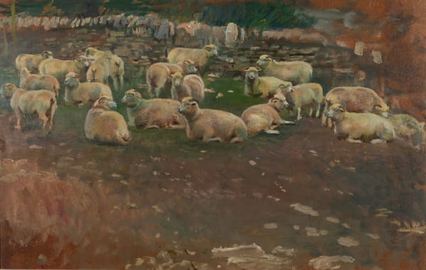 Alfred Munnings, Exmoor, Sheep (in a Field), Withy Pool, 1943-1944