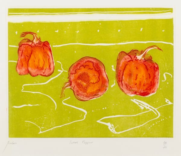 André Bicât 1909-1996Sweet Peppers signed, titled and numbered 23/75 in pencil etching with aquatint in colours on wove paper 19 x 23 in 48.3 x 58.4 cm