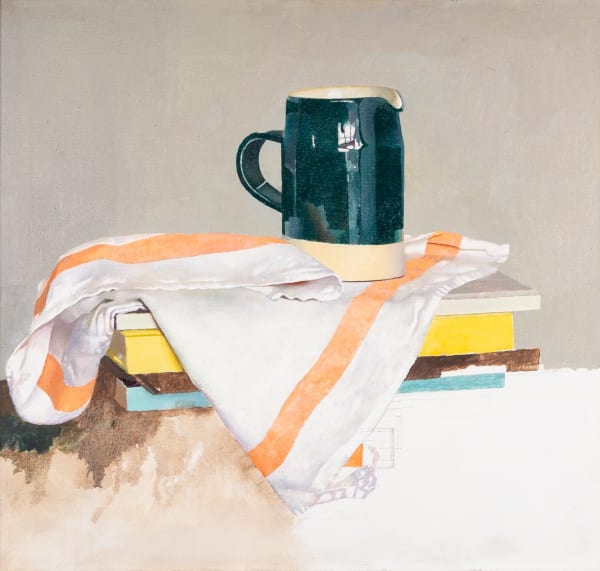 Dark Green Jug and Striped Cloth