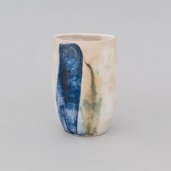 Vessel with blue abstracts