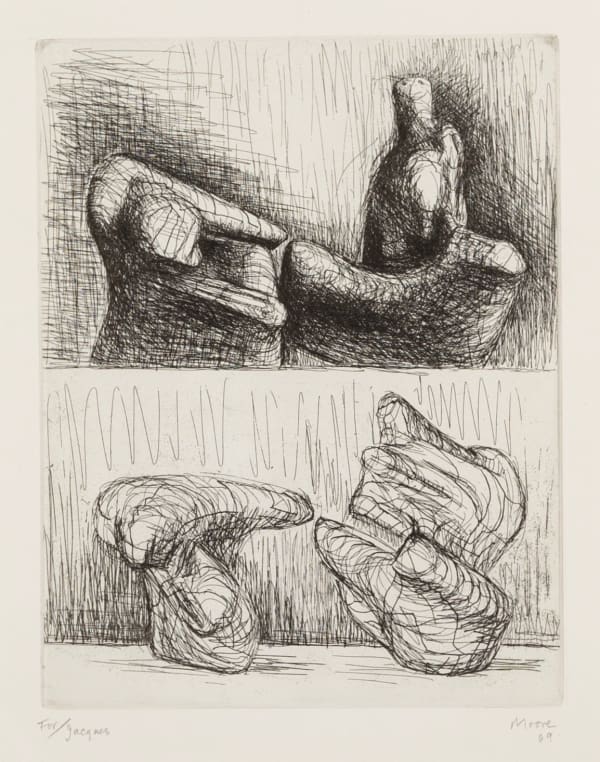Henry Moore, Two Piece Reclining Figures, Points, 1969