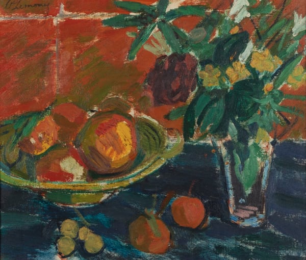 Roger Marcel Limouse, Nature Morte (Still life; with Fruit and Flowers), 1950s circa
