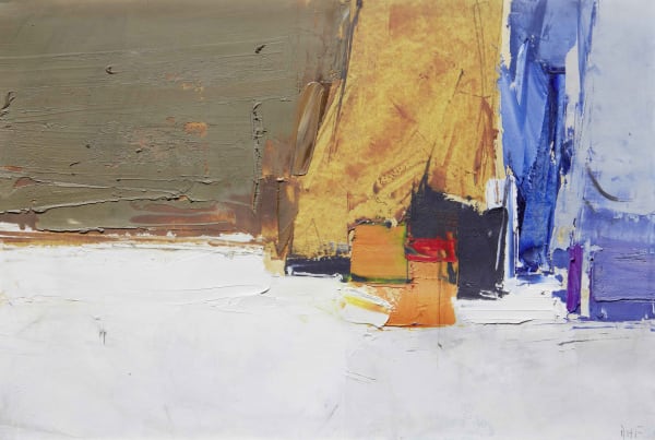 Donald Hamilton Fraser RA, Composition, blue, orange and ochre, 1961