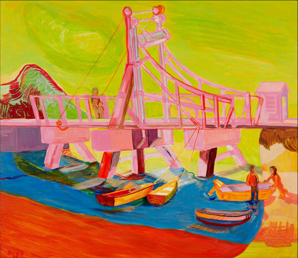 Jared FitzGerald, Young Children on Bridge, April 14, 1986