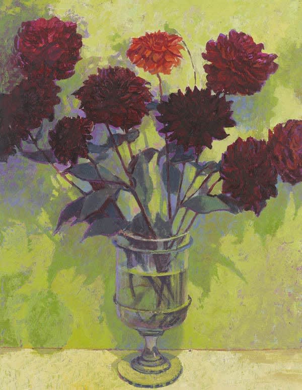 Francis Hamel, Black Dahlias - Green Background, 2016