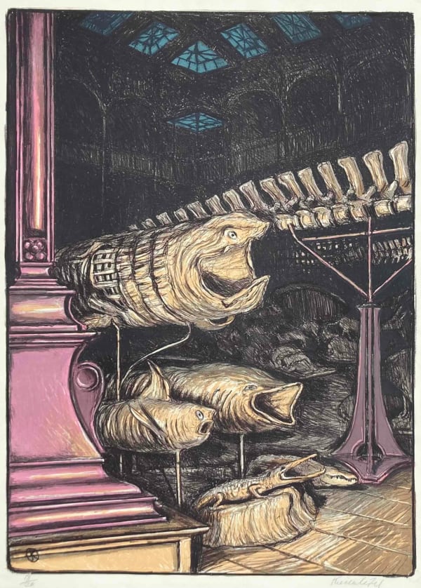 Jürg Kreienbühl, Grande galerie avec requins, 1984