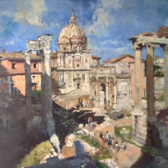 Peter Kuhfeld The Forum, Rome: Afternoon Oil on canvas 71.1 x 71.1 cm 28 x 28 in