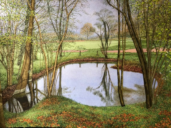 John Davies, Natural Pond at Lemington Lakes (I), April 2020