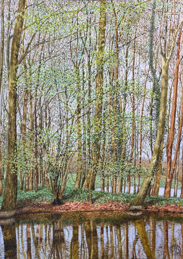 John Davies, Pond Reflections, Lemington Lakes, April 2020