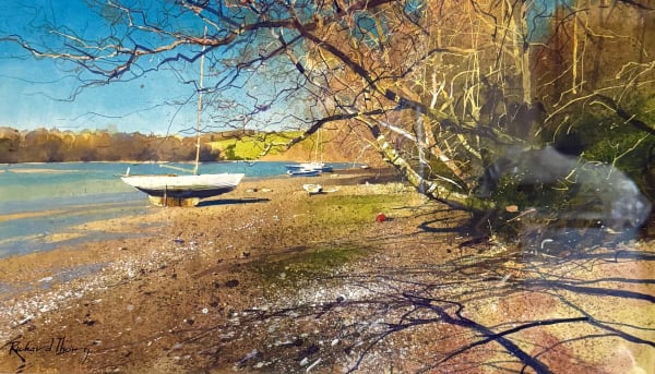 Richard Thorn Lazy Afternoon on the Dart Watercolour on paper 31 x 52cm