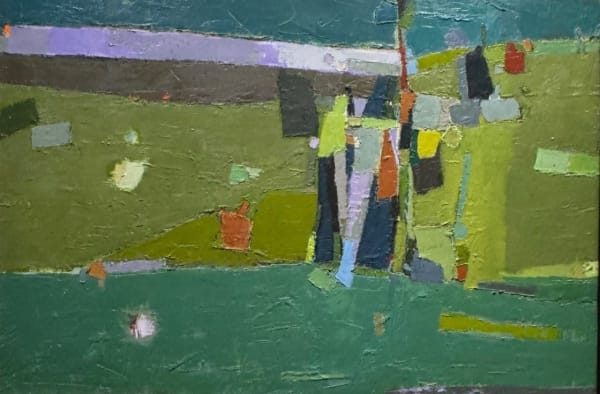 Vanessa Cuthbert RCA FRSA, Composition 040225 Green in Lavender Sky