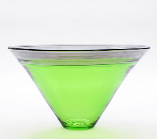 Bob Crooks, V Shape threaded bowl - large green /black