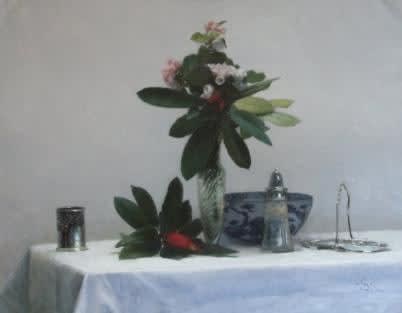 Paul Seaton - Rhododendron with blue, white & silver II