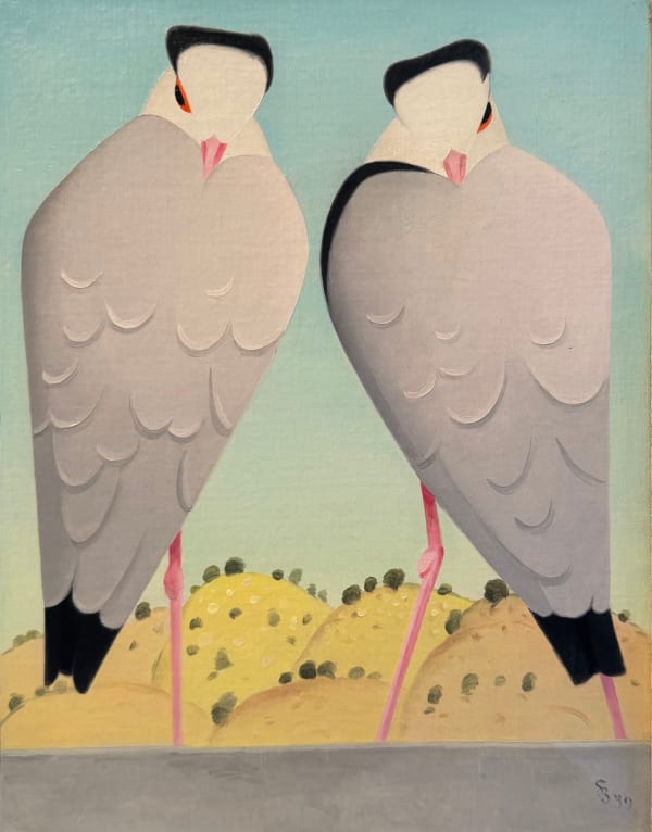 Simon Bussy A Pair of Plovers , 1939 oil on canvas 14 x 10 3/4 in / 35.5 x 27.4 cm