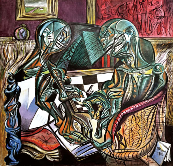 Merlyn Evans The Chess Players, 1940 Oil on canvas 40 x 40 in / 101.5 x 101.5 cm