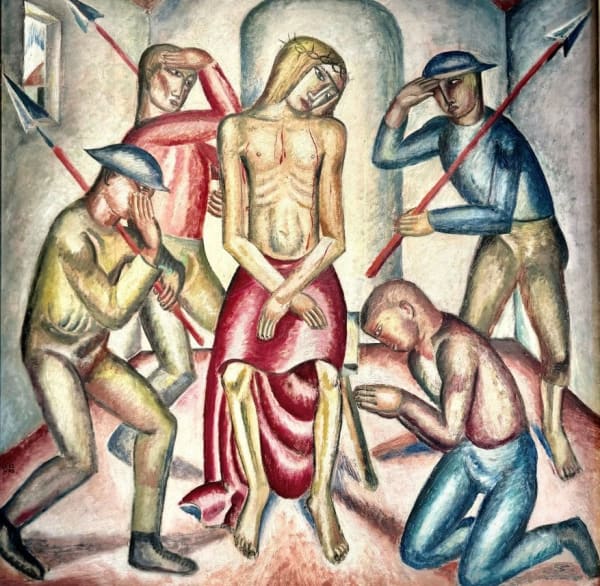 David Jones Christ Mocked , 1923 oil on panel 26 x 26 in / 66 x 66 cm