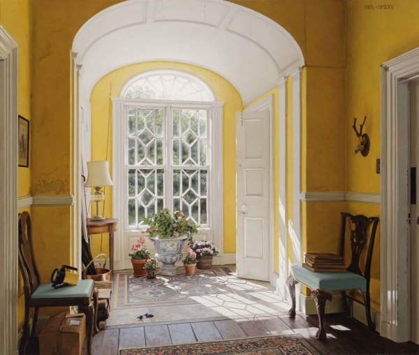 Harry Steen House near Londonderry - Porch, 2025 Oil on panel 30.5 x 36ins (77.5 x 91.4 cm) Signed with initials and dated with Roman numerals 'HWS. MMXXV' (uper right)