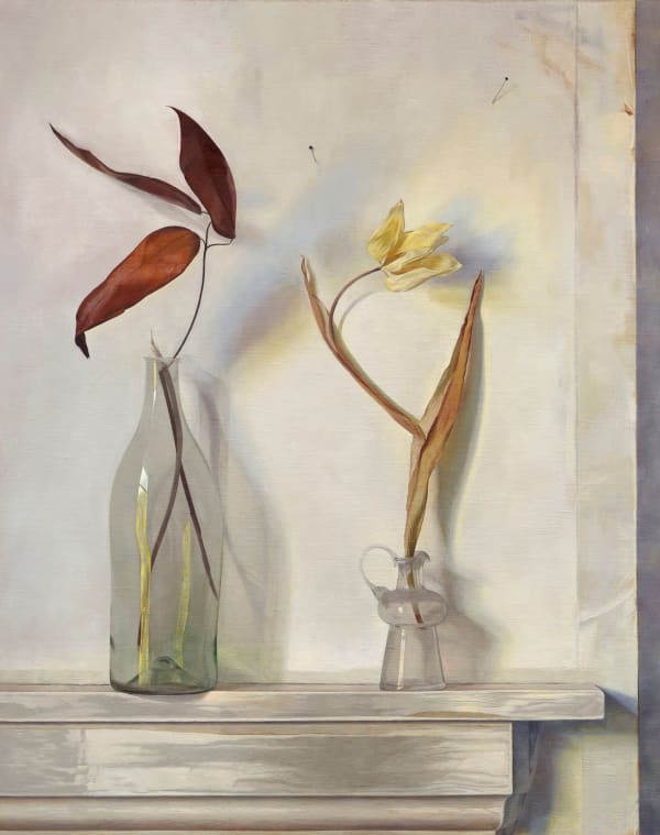 Susan Angharad Williams, Clematis, Leaves and Yellow Tulip
