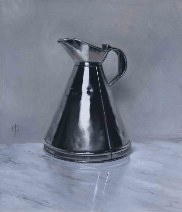 James Gillick The Steel Jug, 2021 Oils on linen over panel 19.38 x 16.75ins (49.2 x 42.5cm) (artwork size) Reprise available on request: £ 13,000 Signed with ''JG' monogram