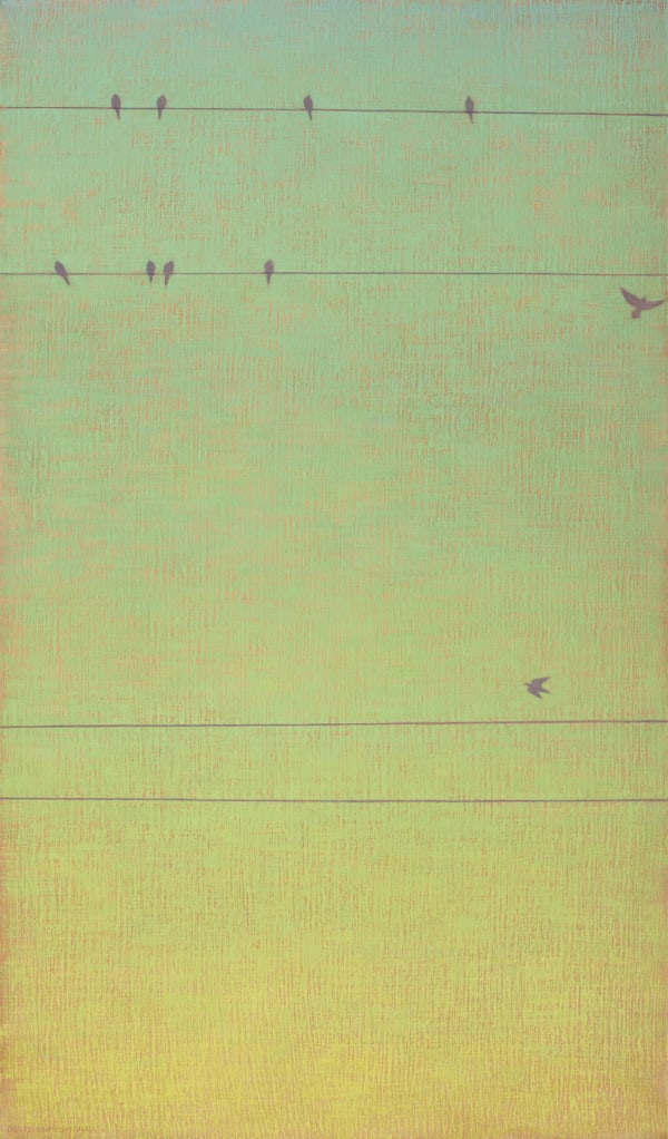 David Grossmann, Lines and Birds on Green Sky, 2022