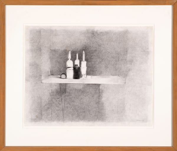 William Brooker (1918 - 1983), Drawing of White Bottles with Black Tin, 1968