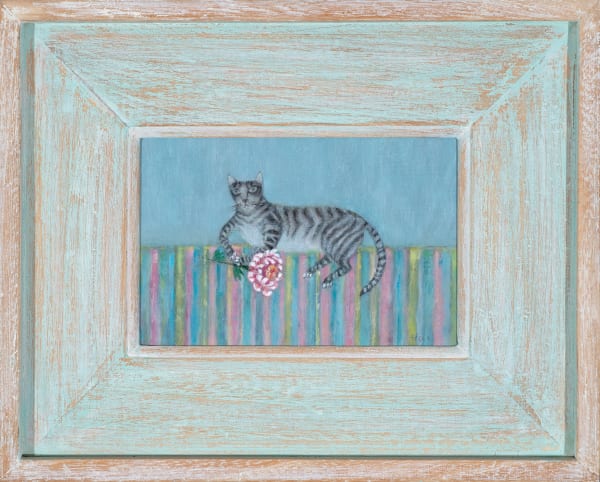 Tracy Rees Peony, 2022 Acrylic on board 3.54 x 5.51ins (9 x 14cm) (artwork size) 8.26 x 10.23ins (21 x 26cm) (framed size) Tracy Rees on the back