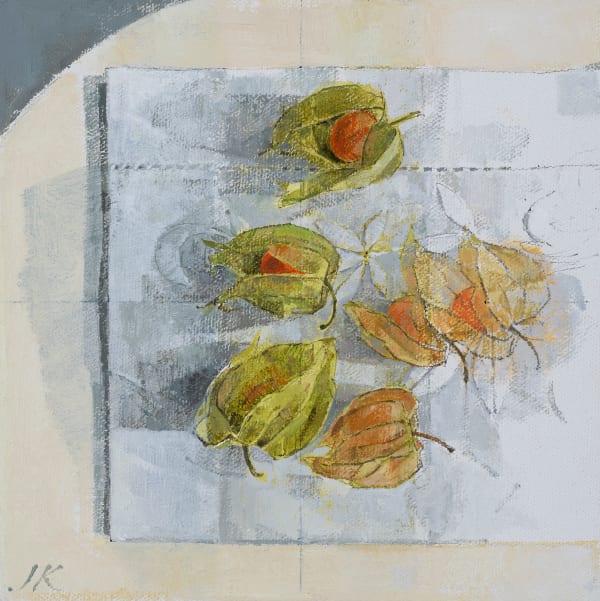 Jeannie Kinsler Cape gooseberries, 2023 Oil on canvas 7.87 x 7.87ins (20 x 20cm) (artwork size)