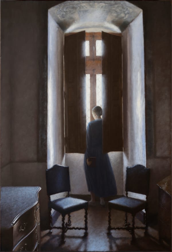 Geneviève Daël Les volets clos Oil on canvas 28.74 x 19.68ins (73 x 50cm) (artwork size) 30.31 x 21.25ins (77 x 54cm) (framed size)