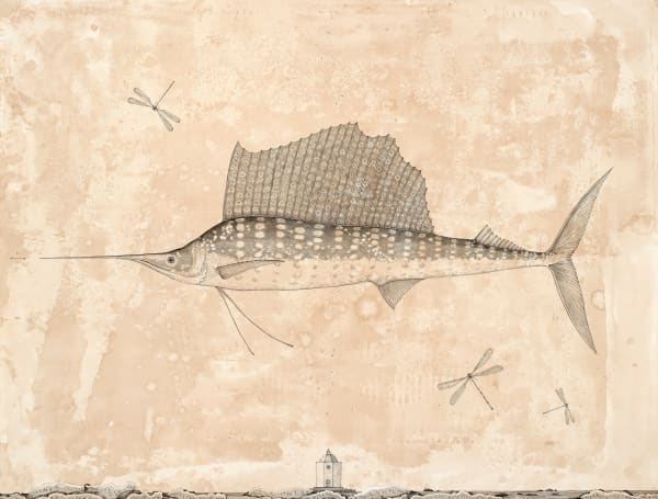 Andrea Collesano PRAEDICTIONEM, 2023 Ink on paper 23.62 x 31.49ins (60 x 80cm) (artwork size) 30.70 x 38.19ins (78 x 97cm) (framed size)