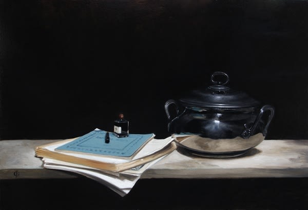 James Gillick, Silver Pot, Paper, Ink and Pen