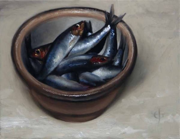 James Gillick, Sprats in a Stoneware Bowl